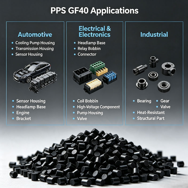 Chemical-resistant modified plastic PPS GF40 para sa Automotive